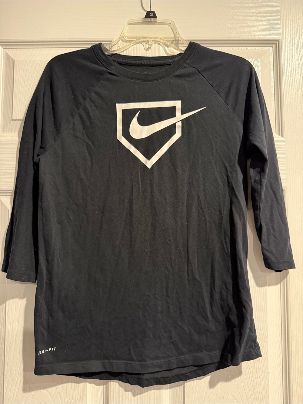 Nike Black Tee with White Home Plate Swoosh